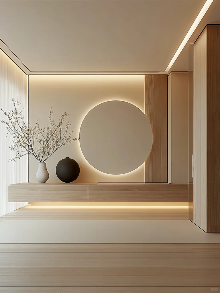 回家一眼惊艳，玄关造景+柜体穿插，巨高级