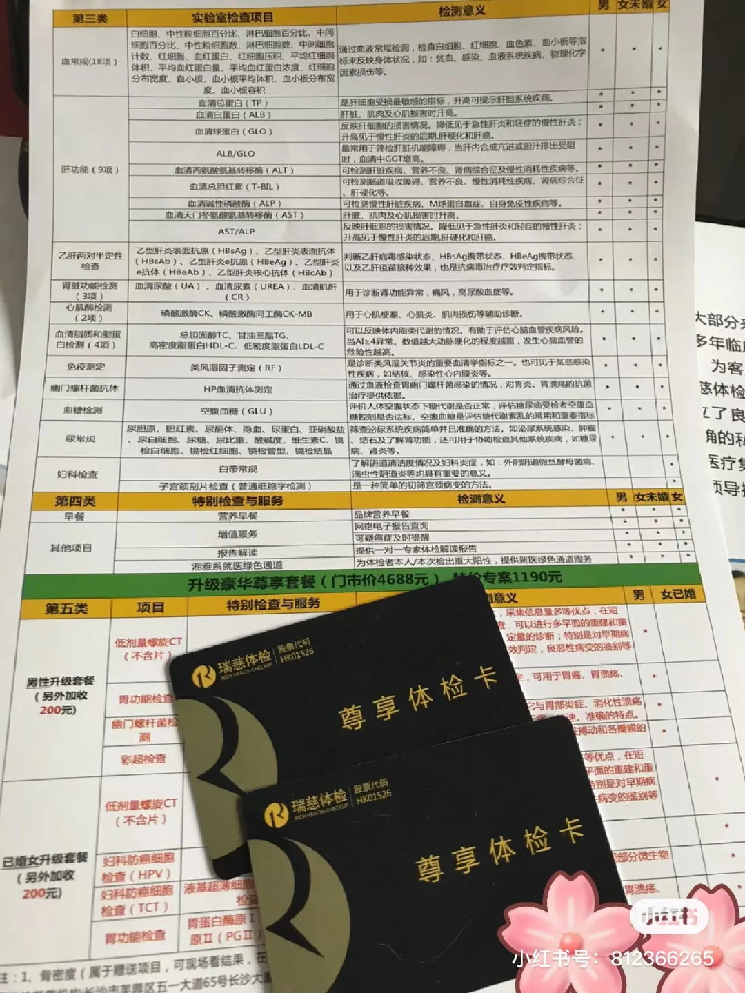 瑞慈体检卡两张