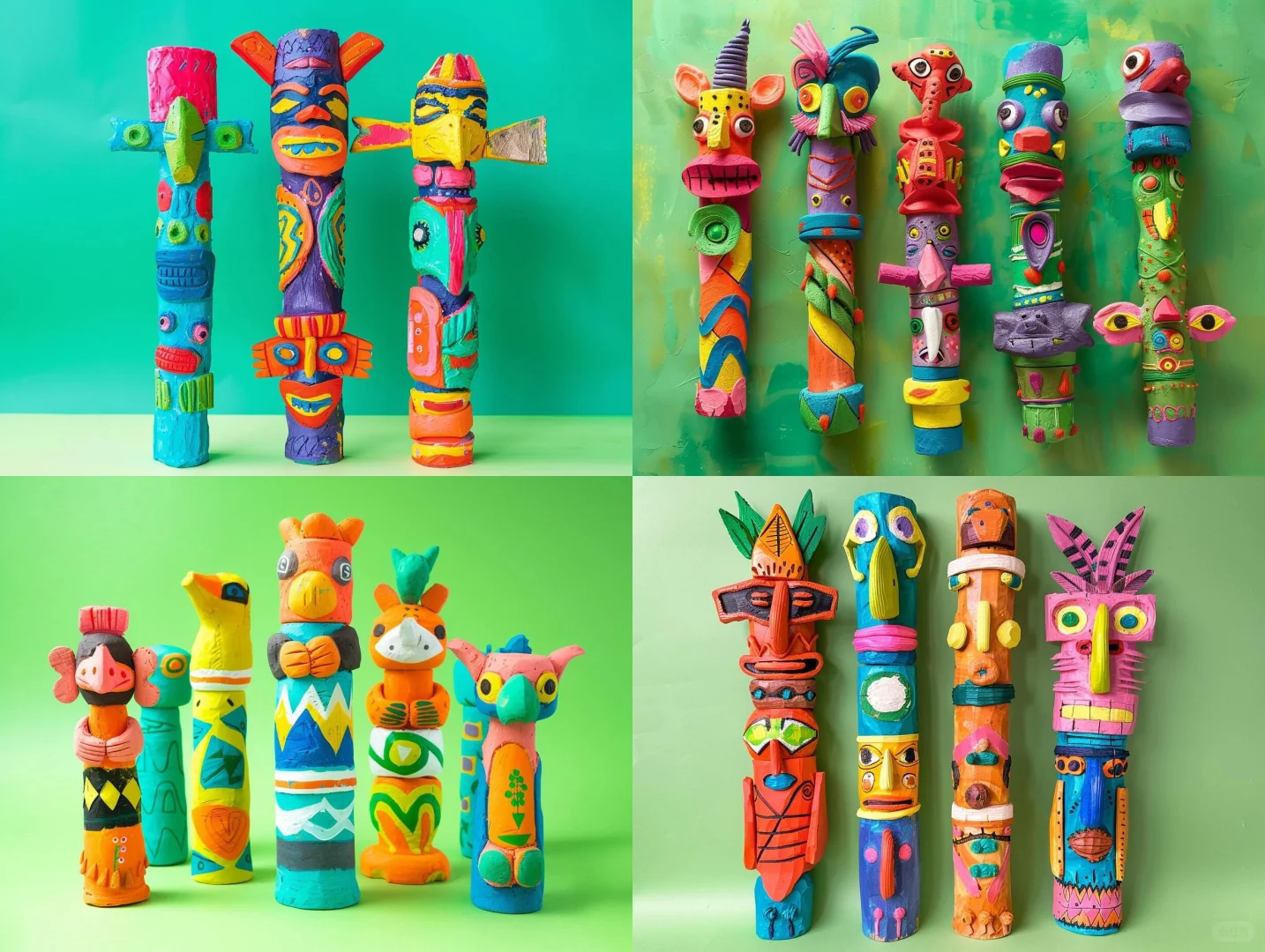 彩绘图腾木棍，非常好看，孩子参与感特别强