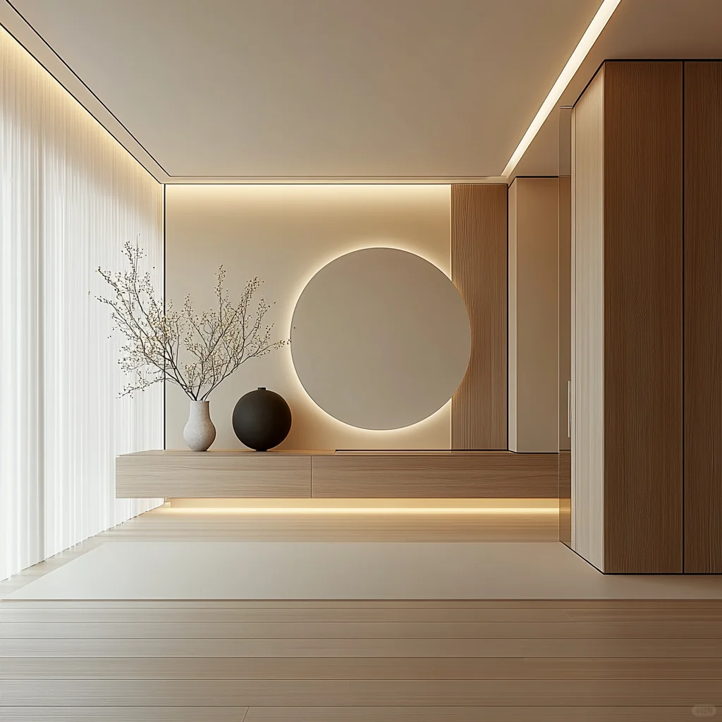 回家一眼惊艳，玄关造景+柜体穿插，巨高级