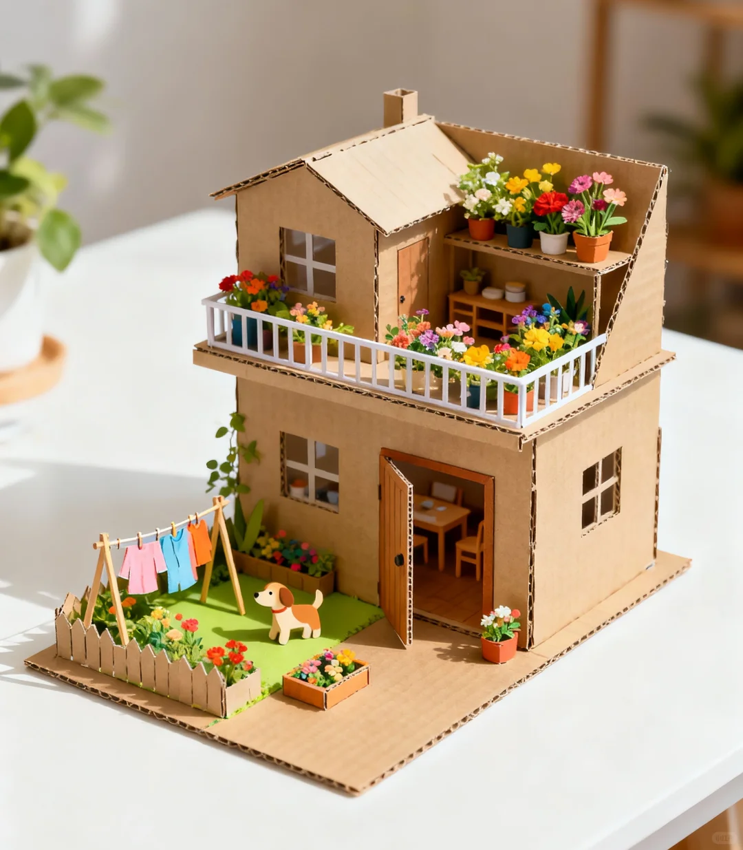 小朋友喜欢纸壳做的手工房子，你喜不喜欢