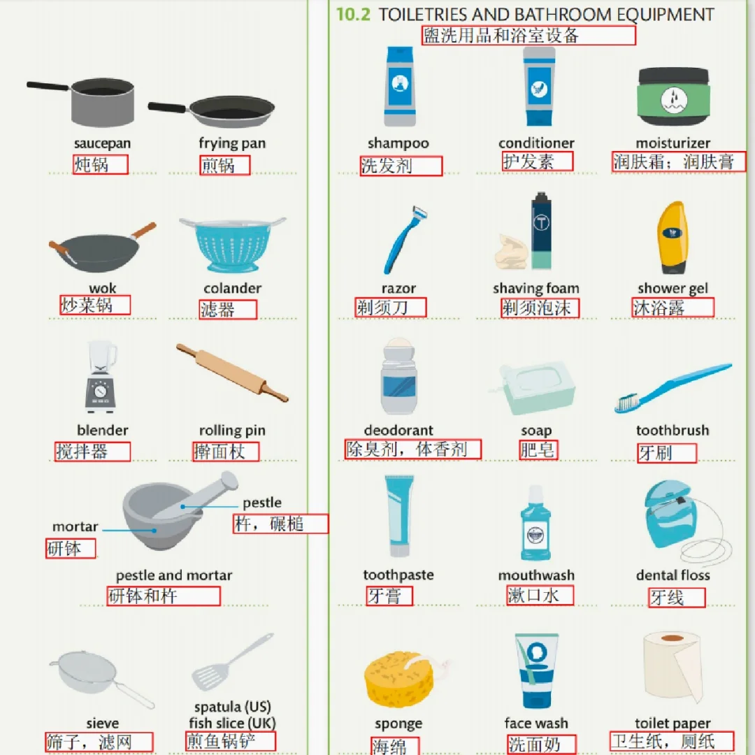 学英语吧10——厨房用具和洗漱用品?