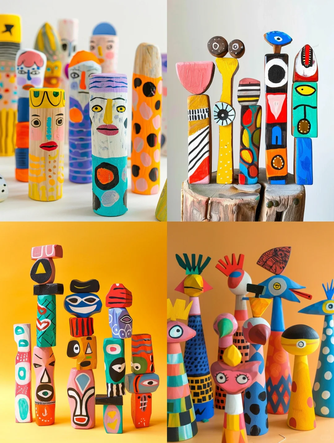 彩绘图腾木棍，非常好看，孩子参与感特别强