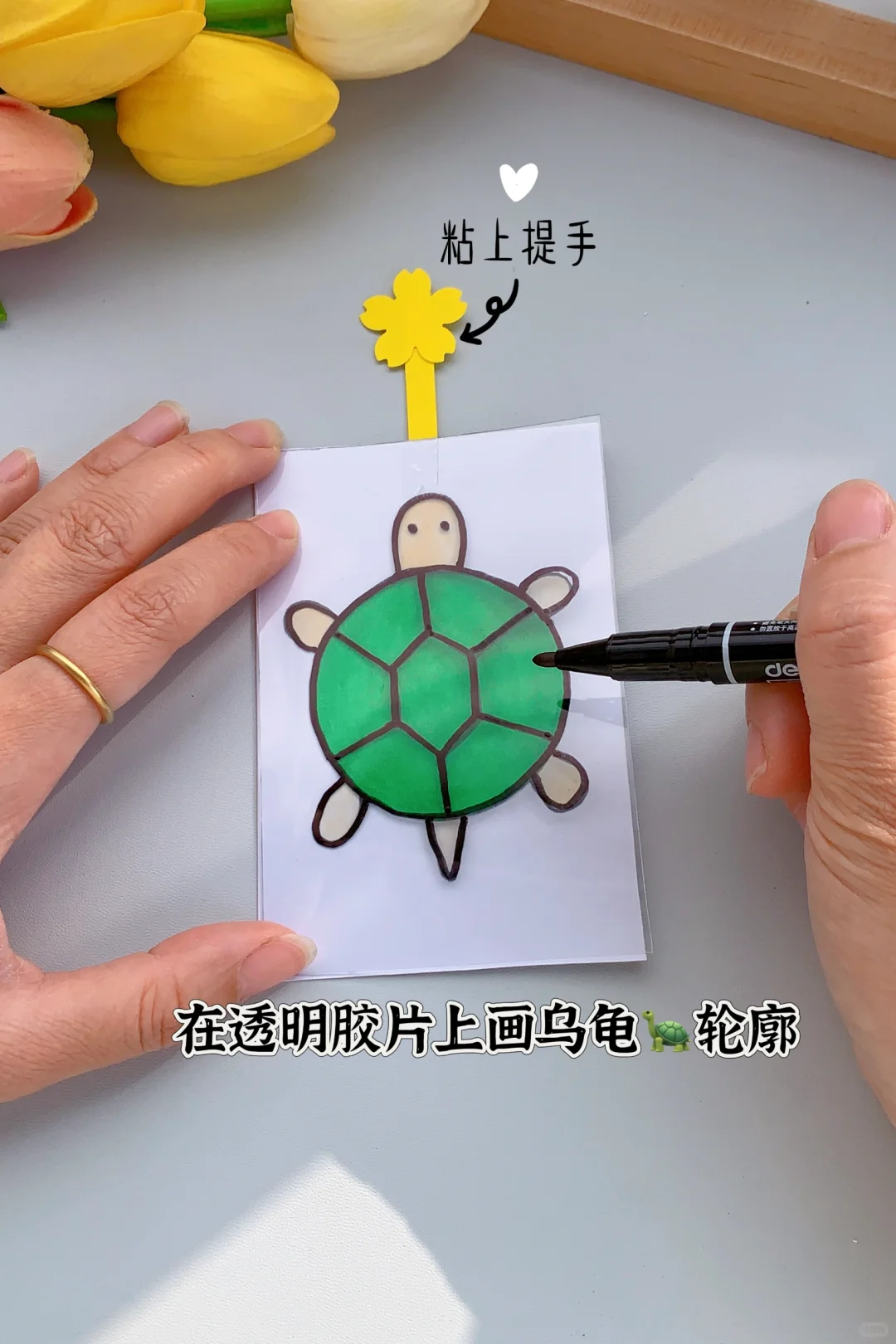 会变色的小乌龟，你会做了吗？#亲子手工#幼