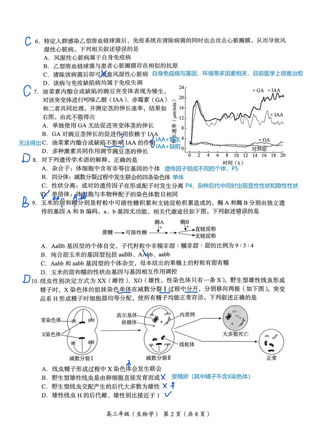 2025-2026北京海淀期中高三生物全解析版