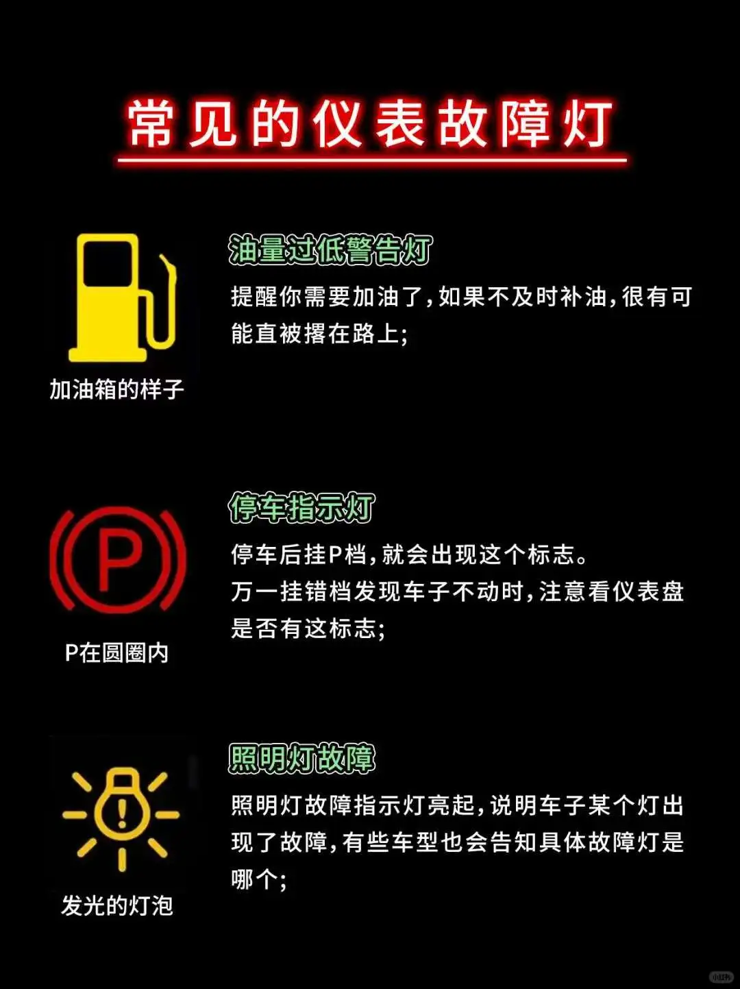 汽车故障灯图详细解释，宝子们看过来！