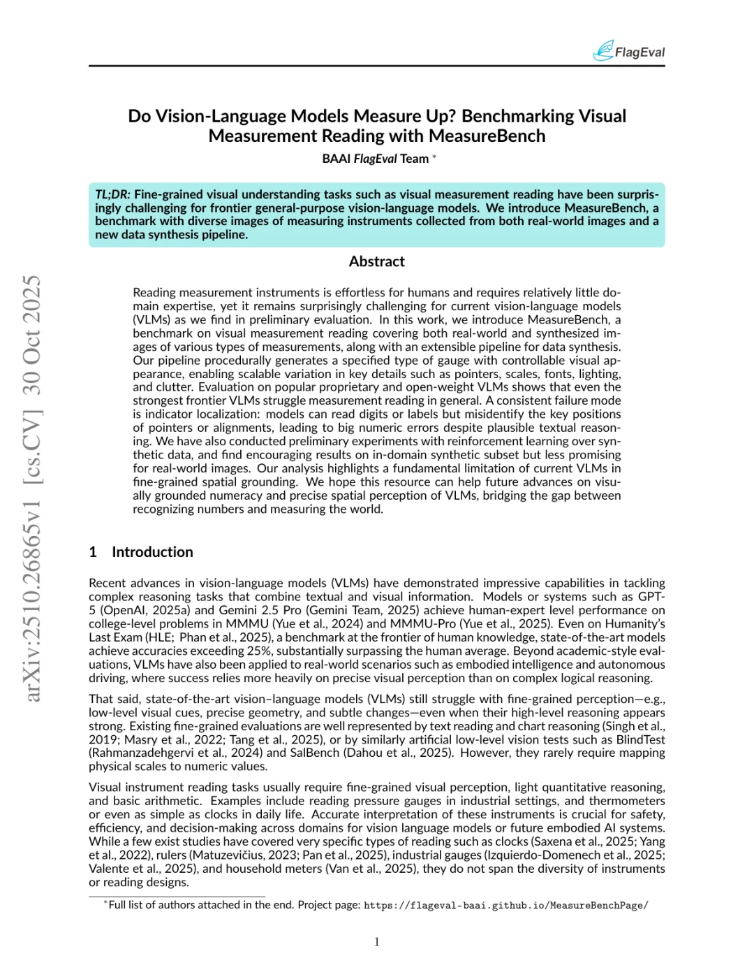 视觉测量读取的挑战：MeasureBench基准测试