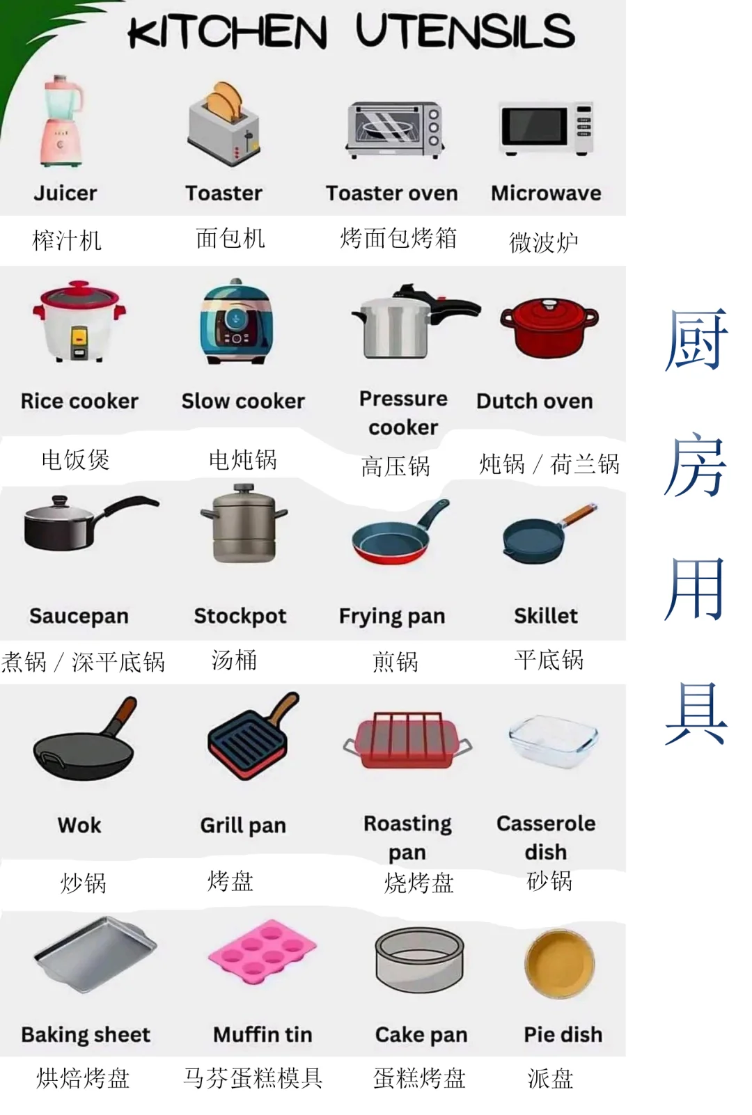 厨房用具表达大全｜看看你认识几个?