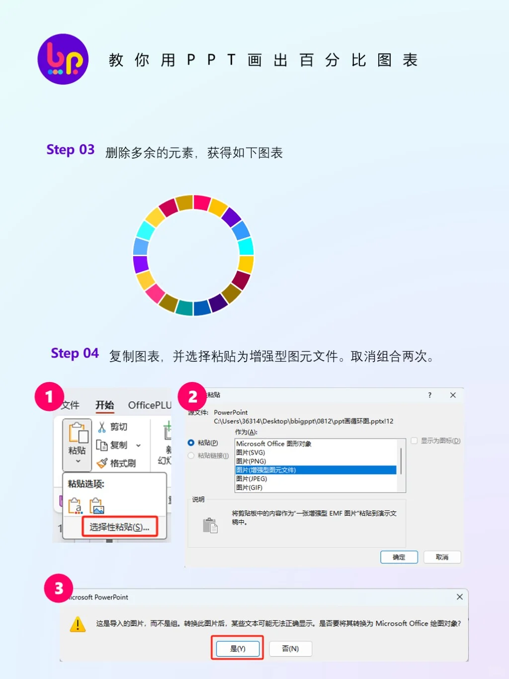 教你用PPT画出百分比仪表盘图表~