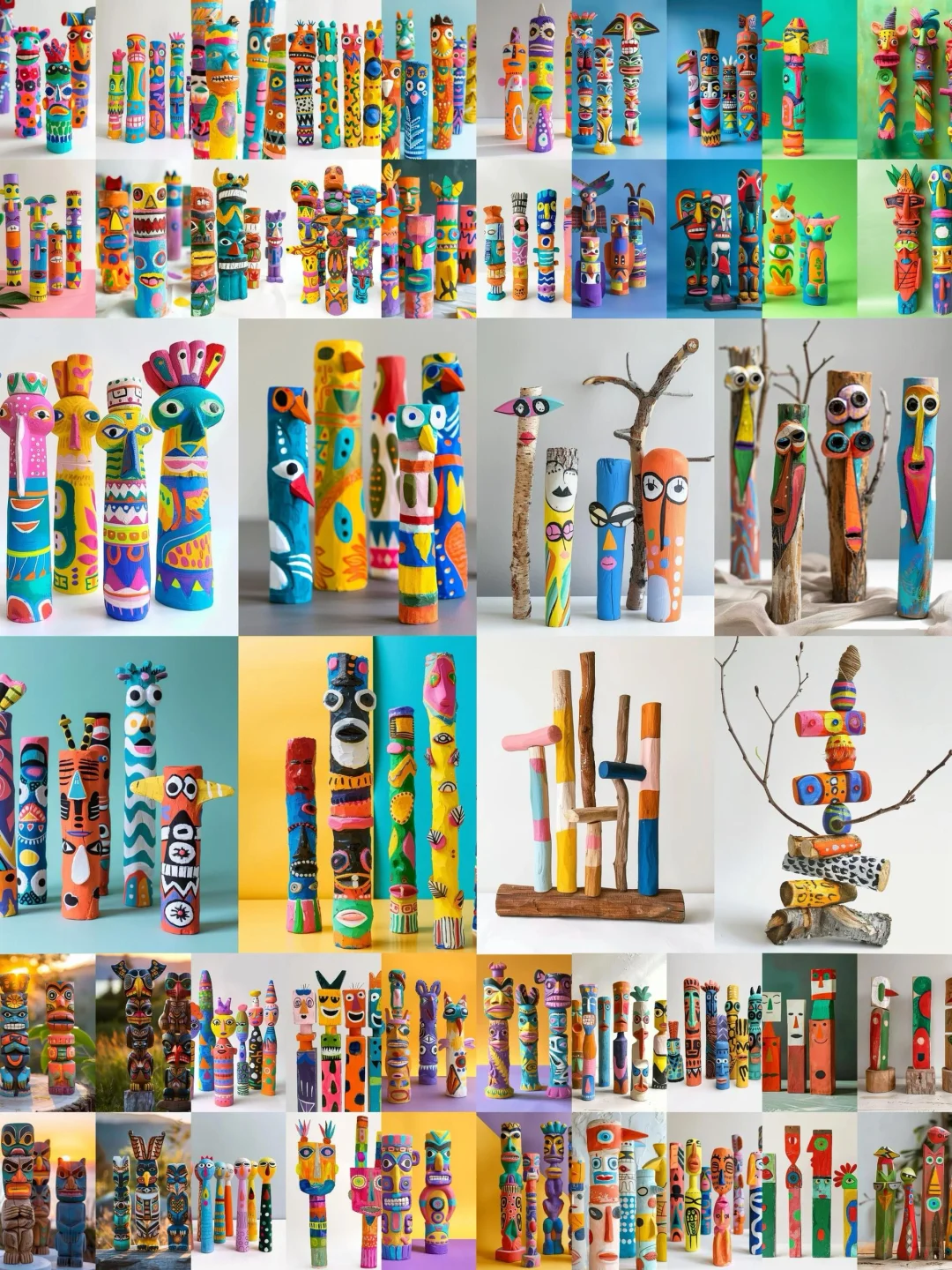 彩绘图腾木棍，非常好看，孩子参与感特别强