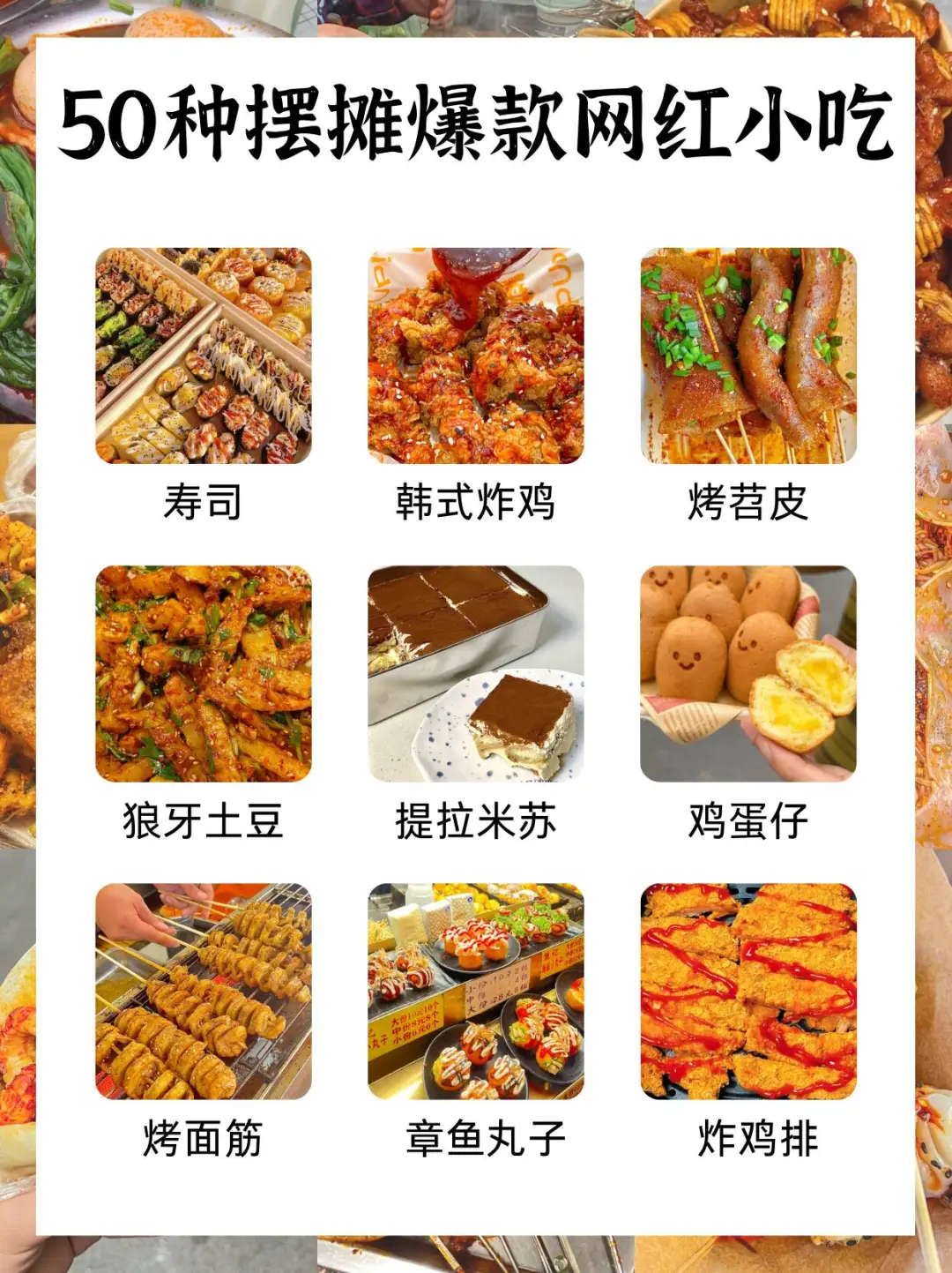 2024网红爆款，50种摆摊小吃项目
