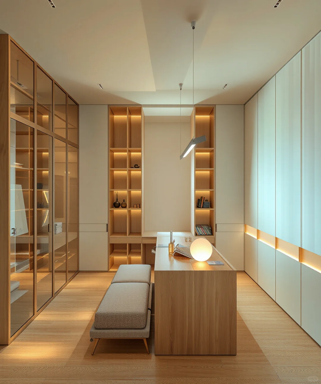 书架掏圆做沙发,原木极简把松弛感卷明白了