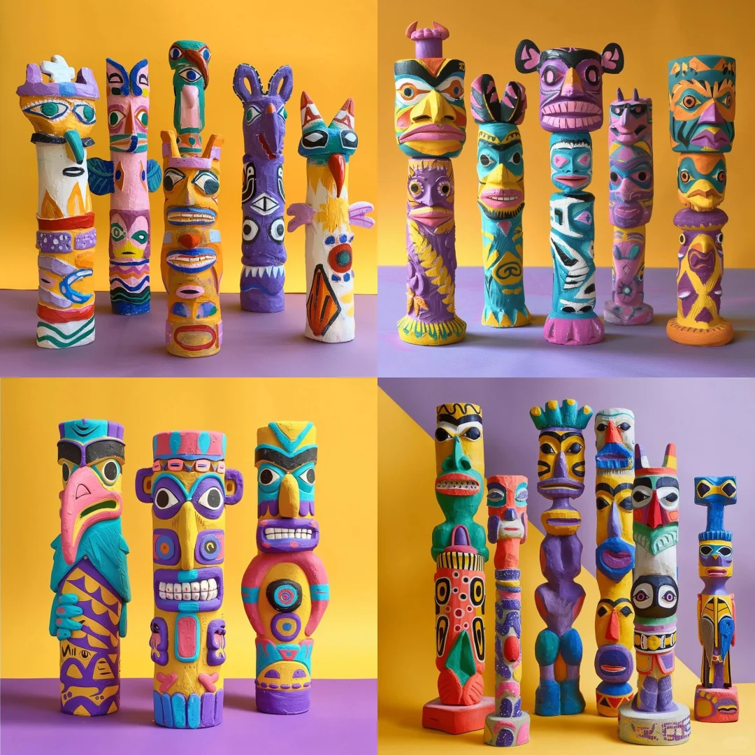 彩绘图腾木棍，非常好看，孩子参与感特别强