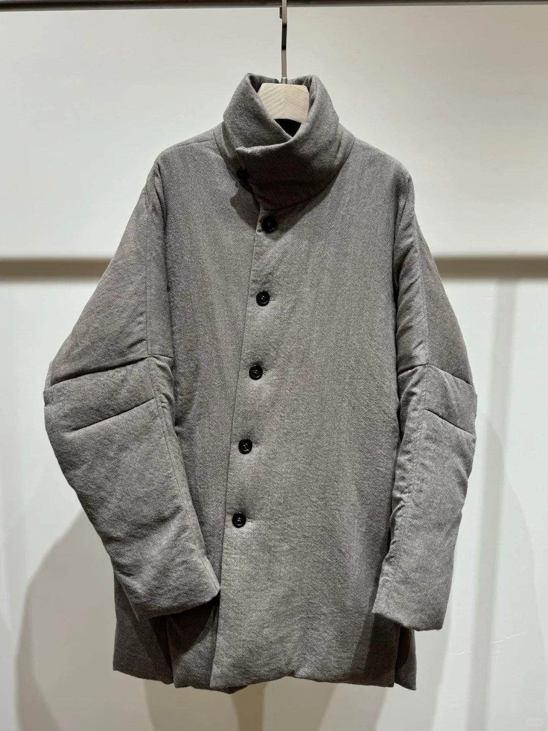 中式国潮单排扣斜门襟男女同款羊毛鹅绒大衣