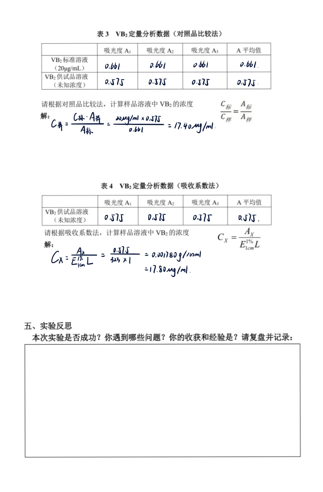 仪器分析实验紫外可见分光光度计测定VB2