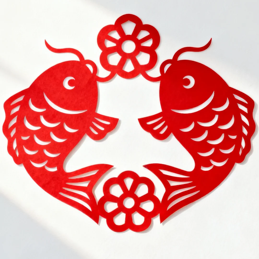 双鱼抱福剪纸｜连年有余剪纸免费分享
