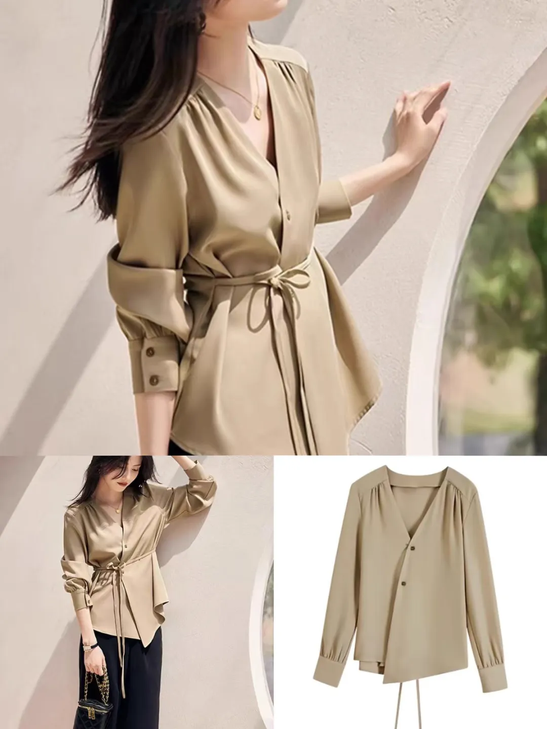 一种随性而自然的复古风格哥弟不对称衬衫~