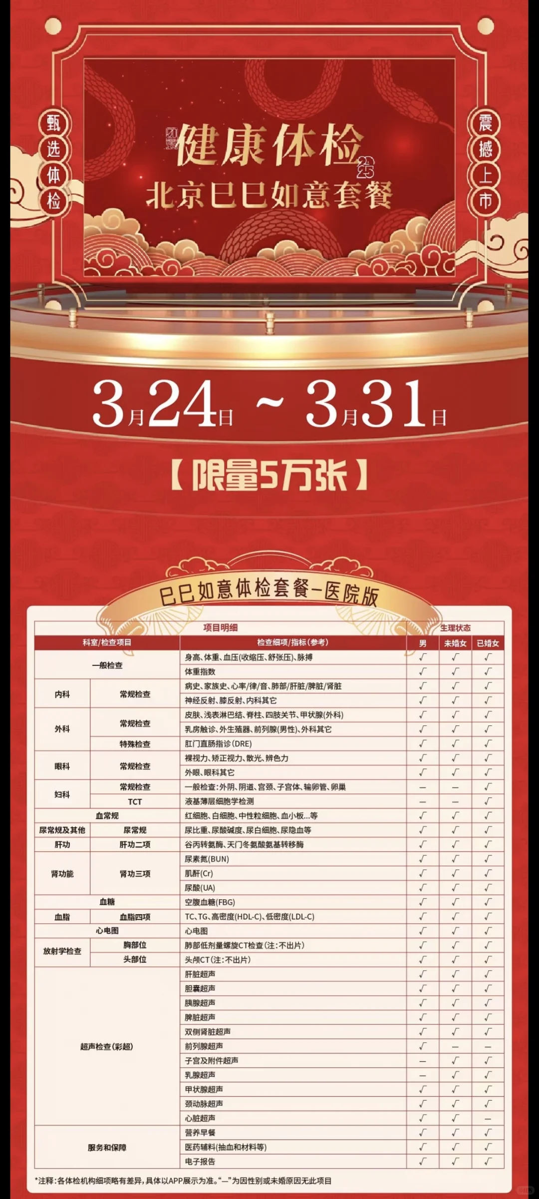 仅限北京的体检卡