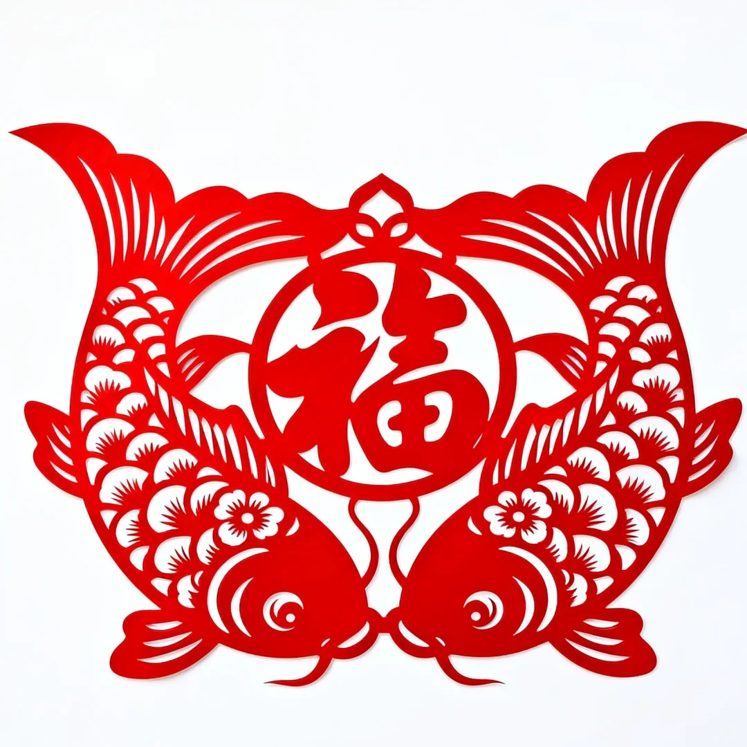 双鱼抱福剪纸｜连年有余剪纸免费分享