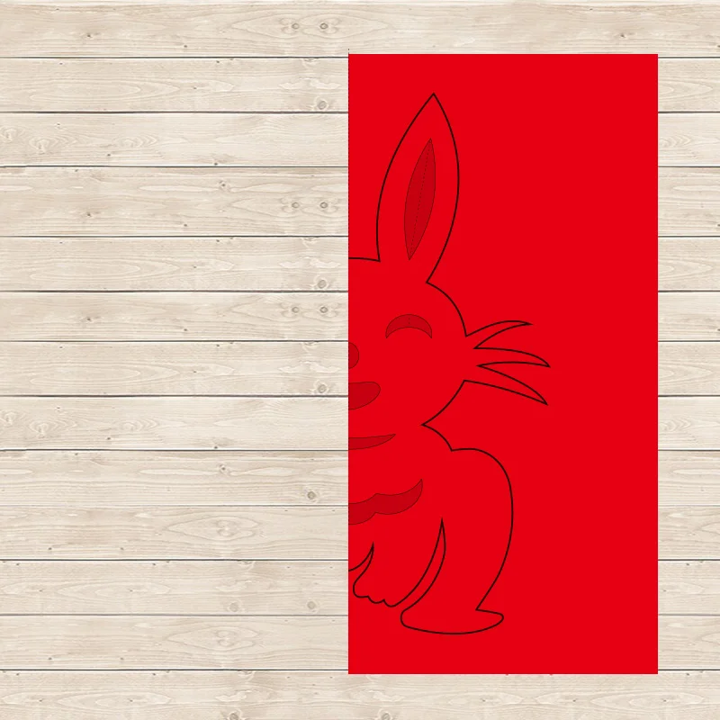 十二生肖剪纸-兔，入门简单对称剪带线稿图