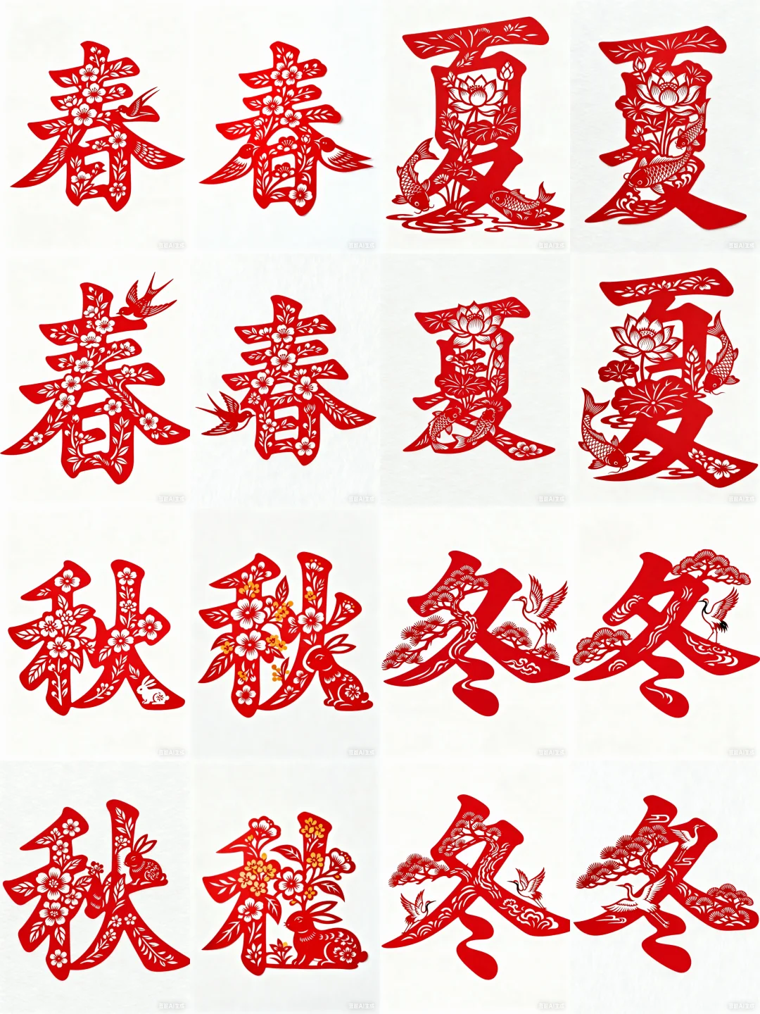 16图！复杂版春夏秋冬剪纸刻纸原创分享✂️