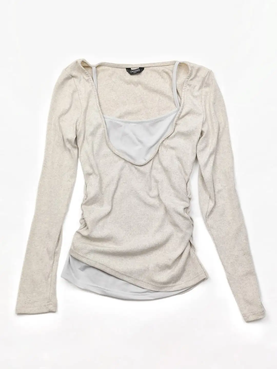 OWNSER单品分享｜复古假两件不对称长袖?