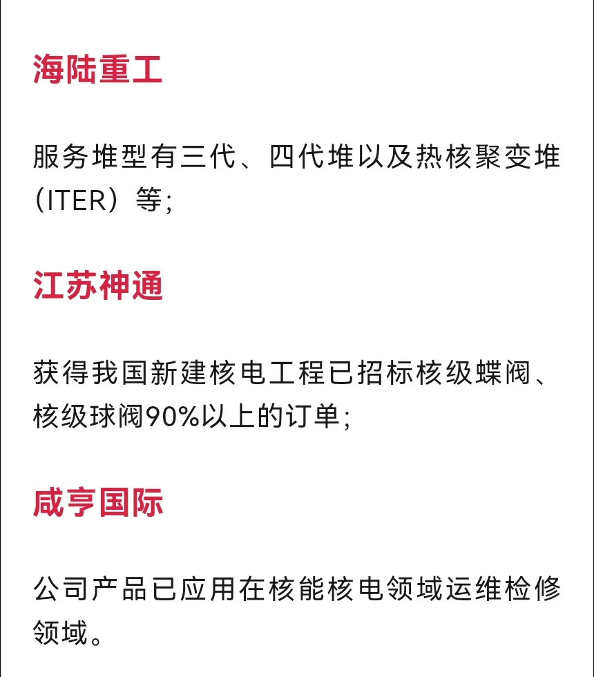 核电概念：非常正宗的7家公司