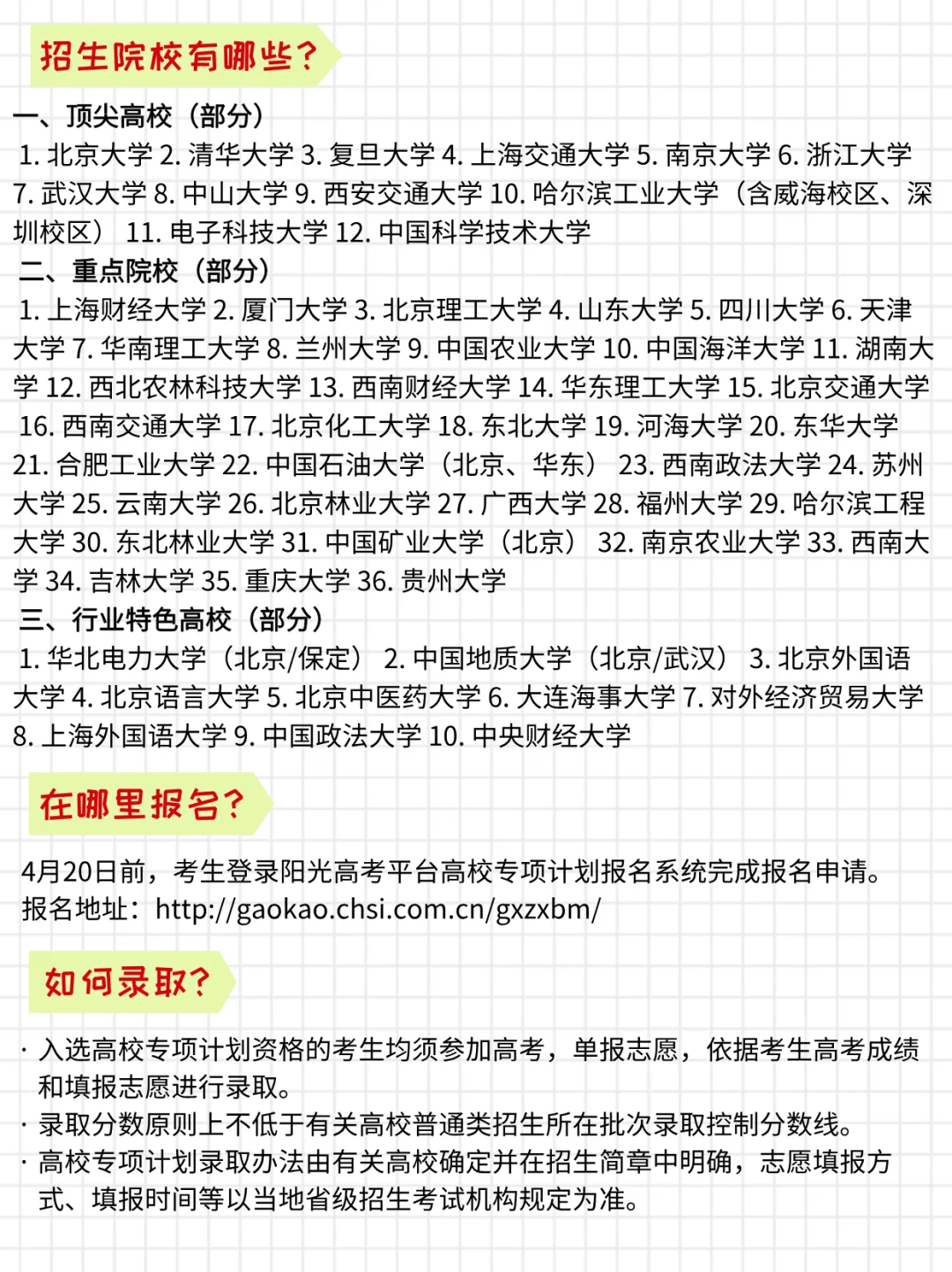 25年高校专项计划实施区域及录取分数线