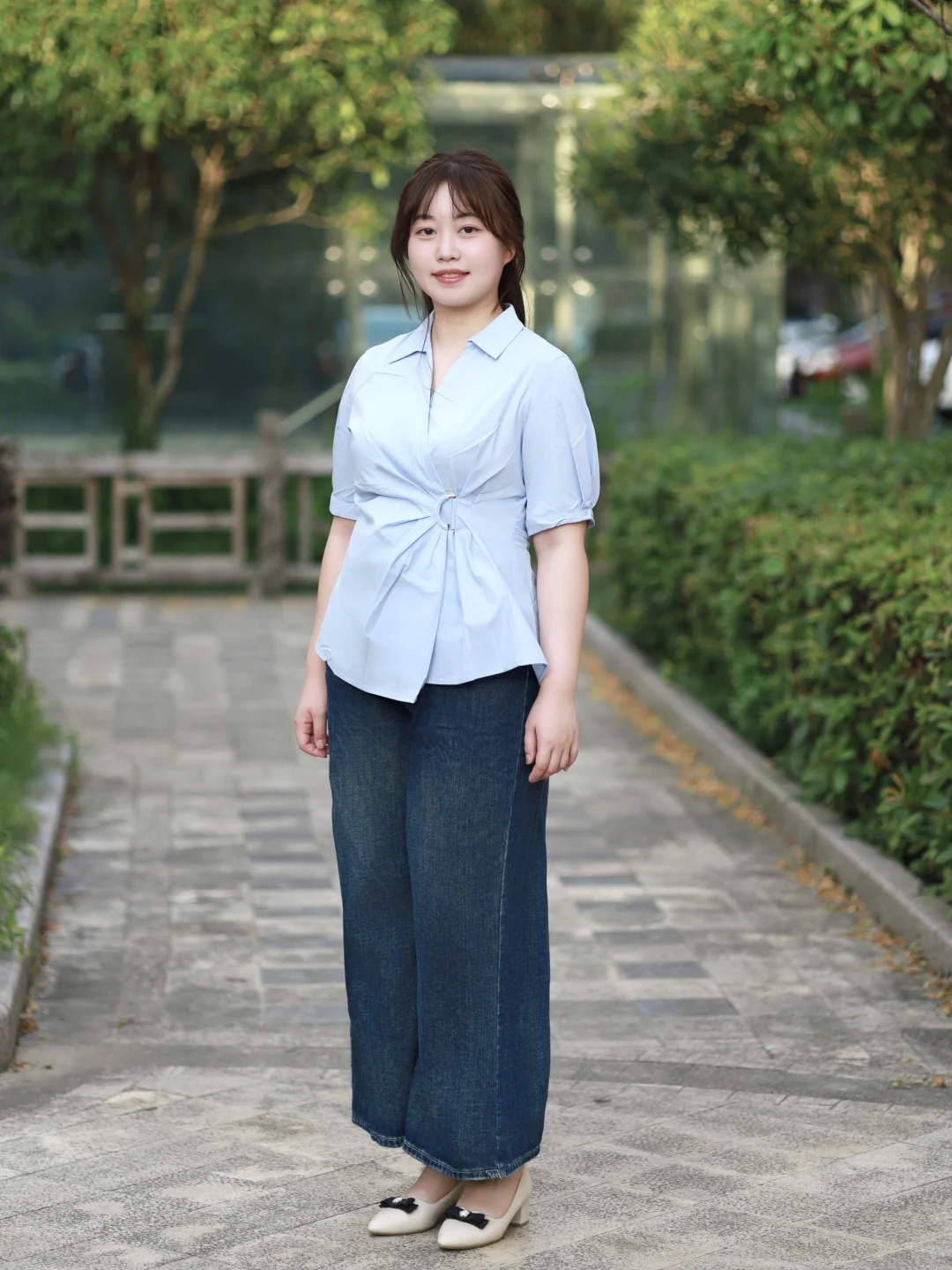 微胖通勤 简单不规则衬衫