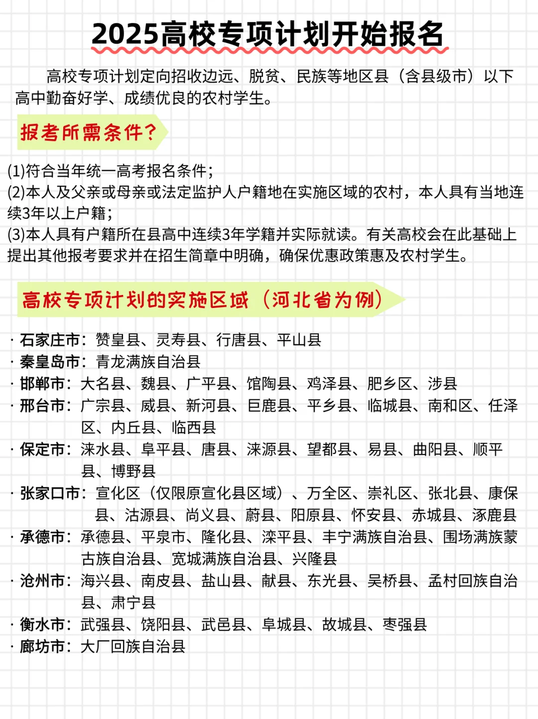 25年高校专项计划实施区域及录取分数线