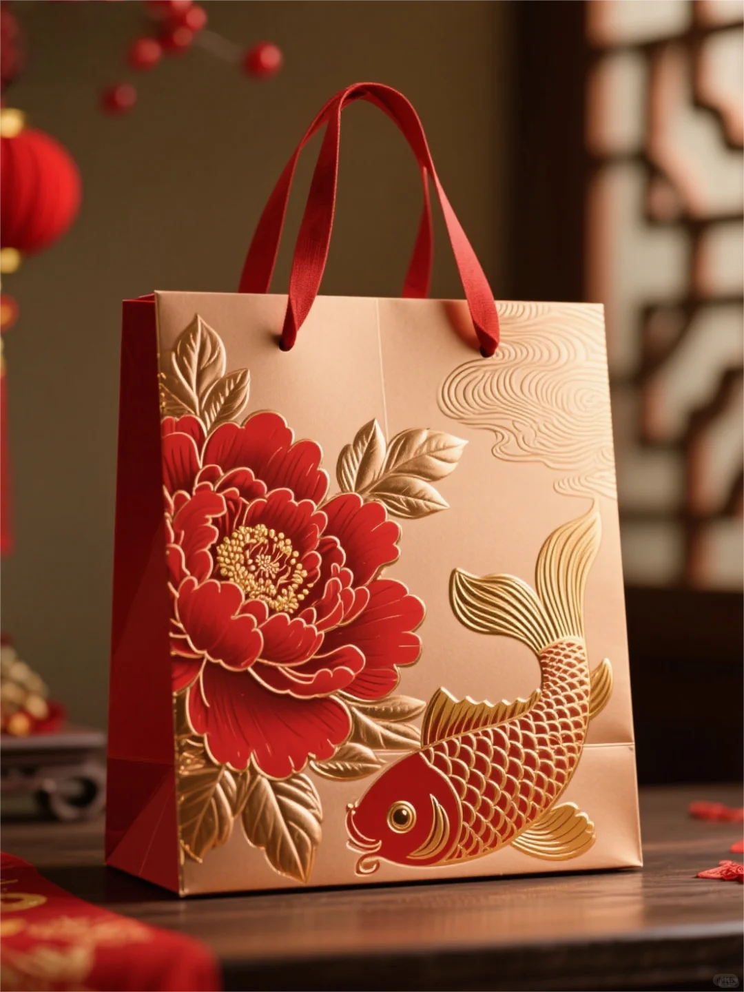 ? 当牡丹遇见锦鲤,年味有了形状