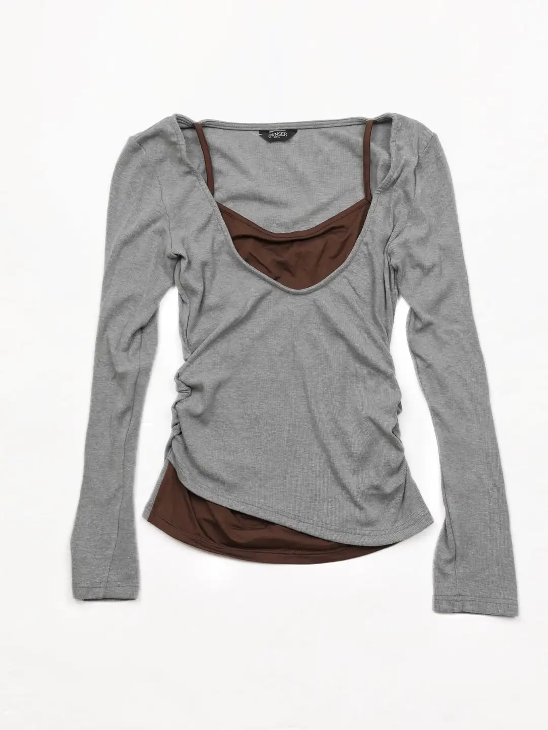 OWNSER单品分享｜复古假两件不对称长袖?