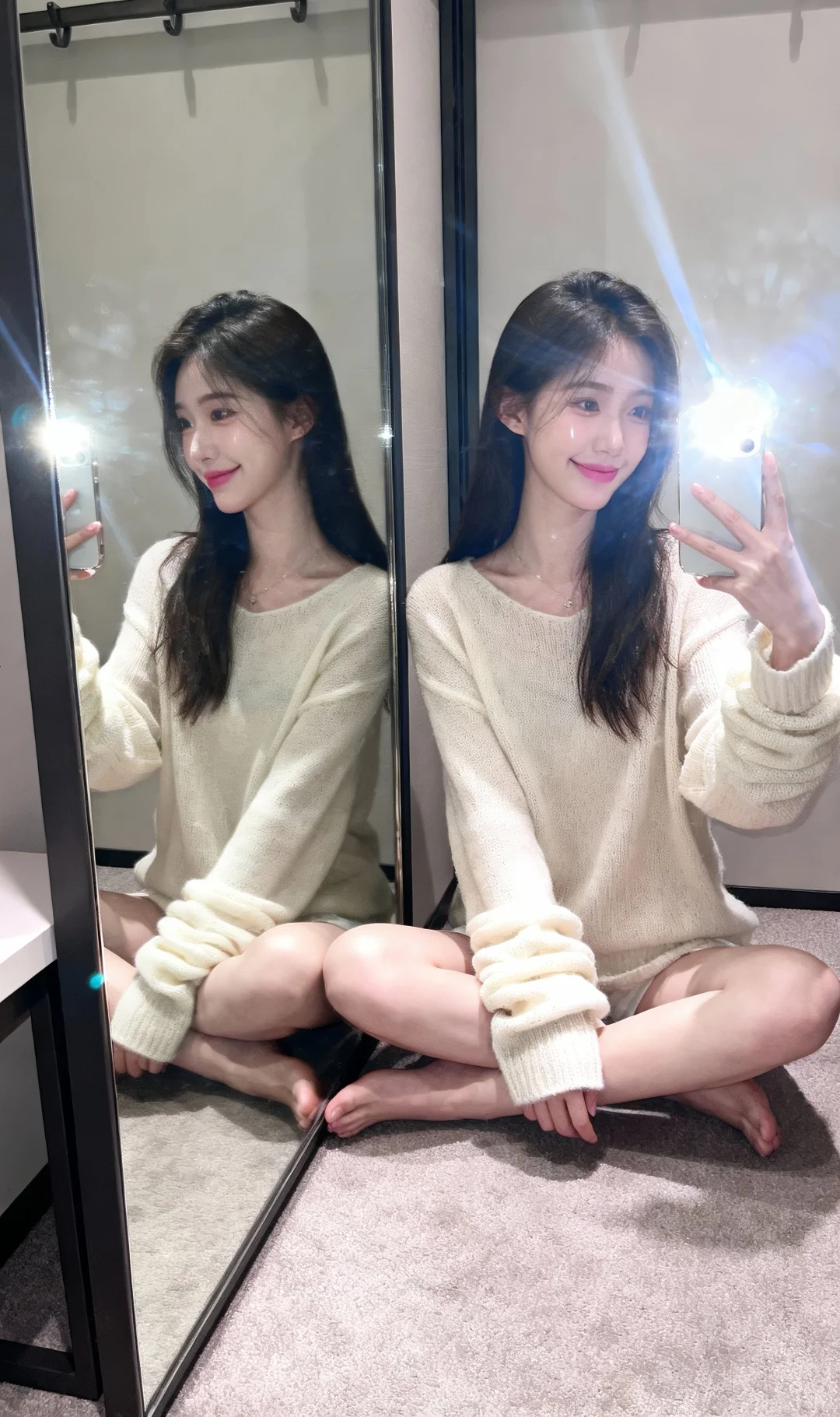 试衣间自拍封神！把秋日温柔感焊在身上