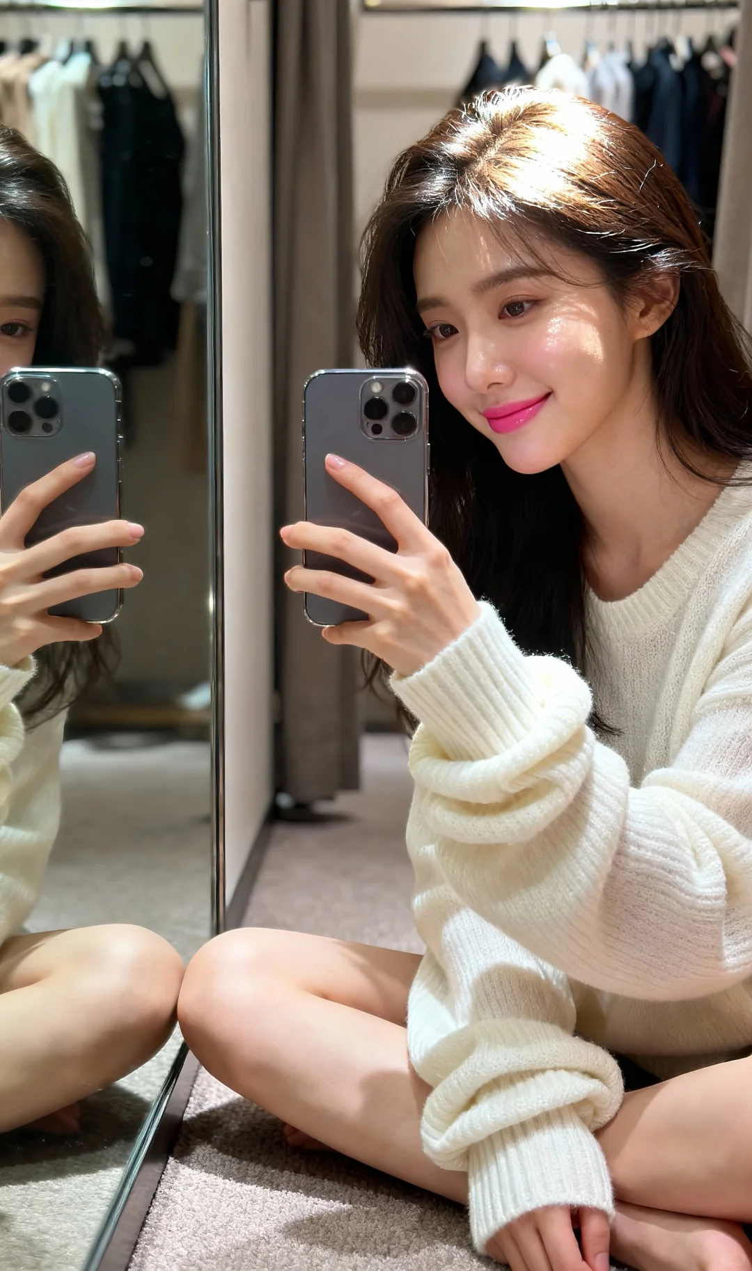 试衣间自拍封神！把秋日温柔感焊在身上