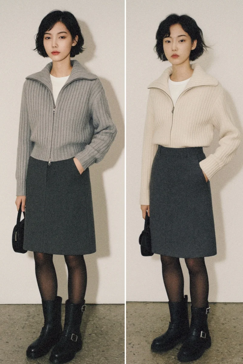 1件=7天穿搭 | 收藏双拉链毛衣开衫搭配合辑