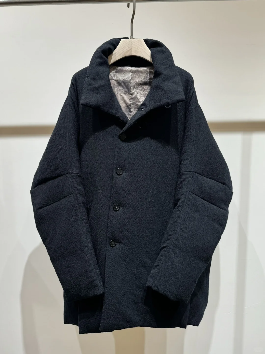 中式国潮单排扣斜门襟男女同款羊毛鹅绒大衣