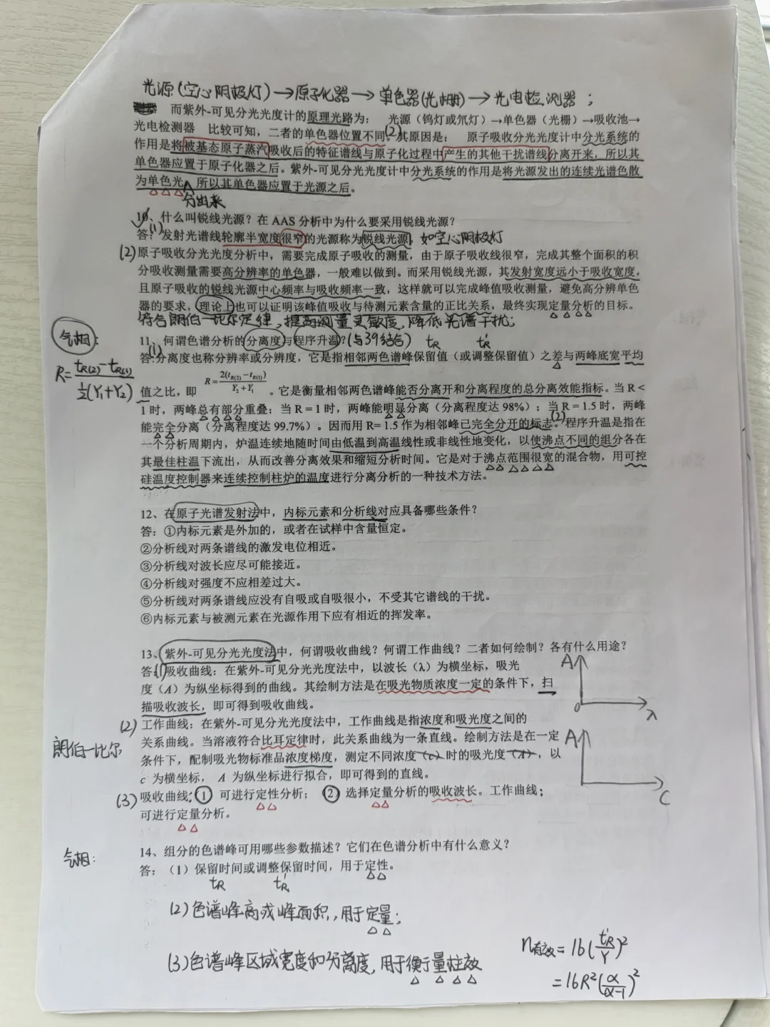仪器分析期末考提纲 下