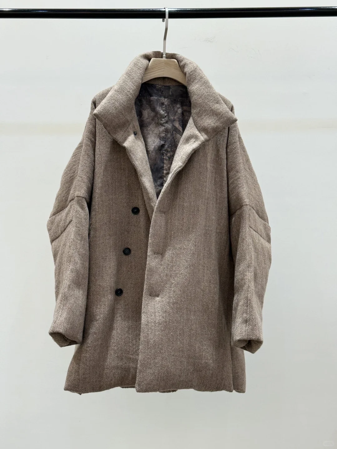 中式国潮单排扣斜门襟男女同款羊毛鹅绒大衣