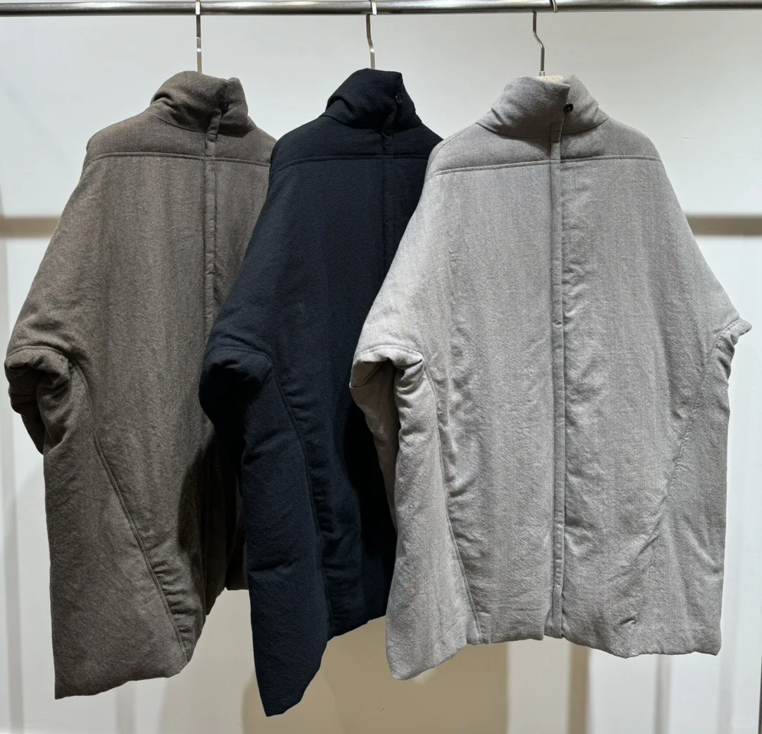 中式国潮单排扣斜门襟男女同款羊毛鹅绒大衣