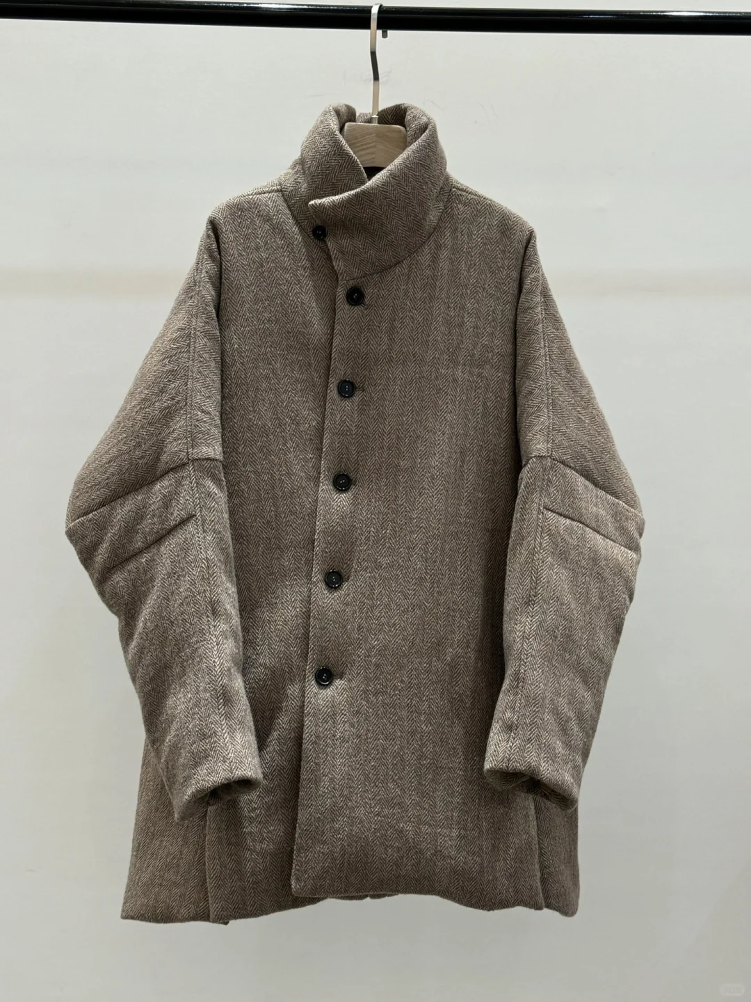 中式国潮单排扣斜门襟男女同款羊毛鹅绒大衣