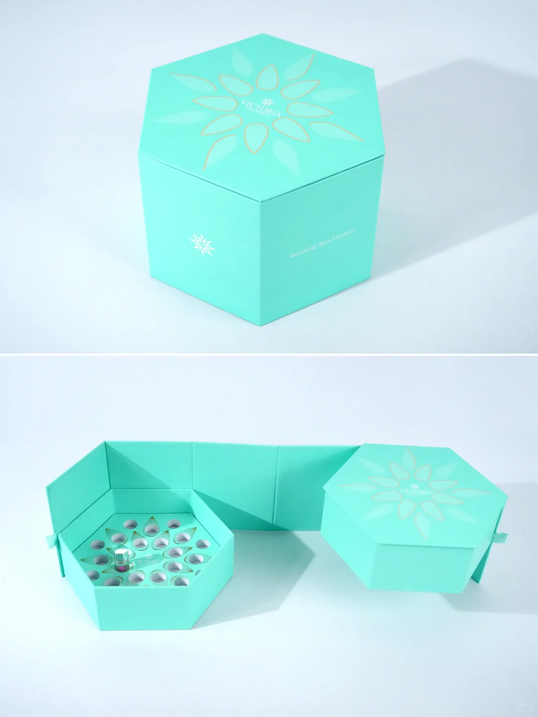 护肤品礼盒?‍♀️蒂芙尼蓝的六边形盒身