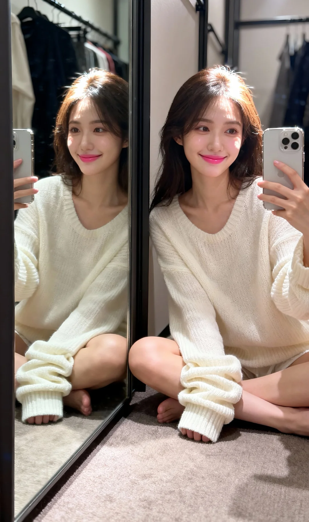 试衣间自拍封神！把秋日温柔感焊在身上