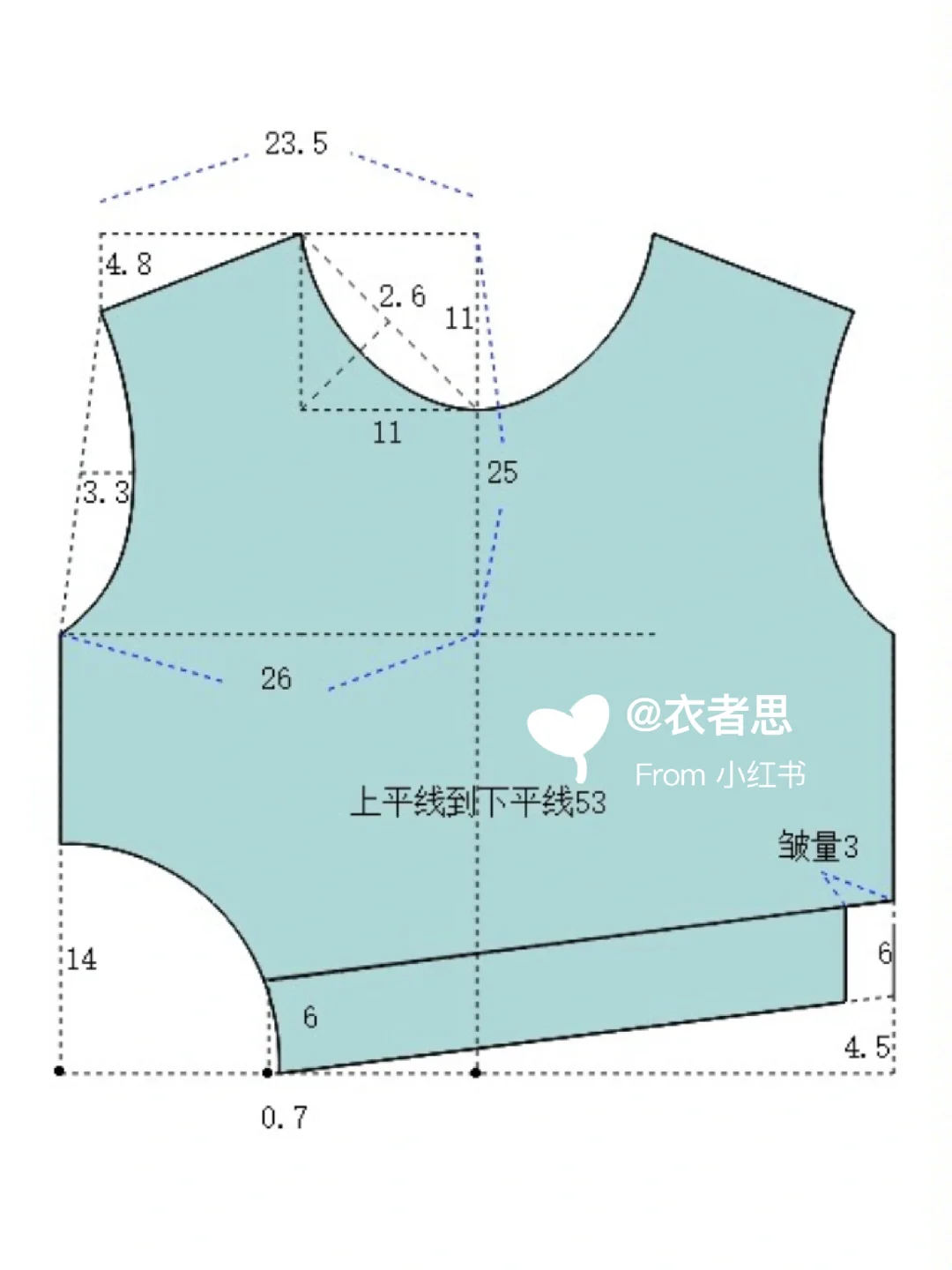 裁剪图：不对称下摆短款女卫衣