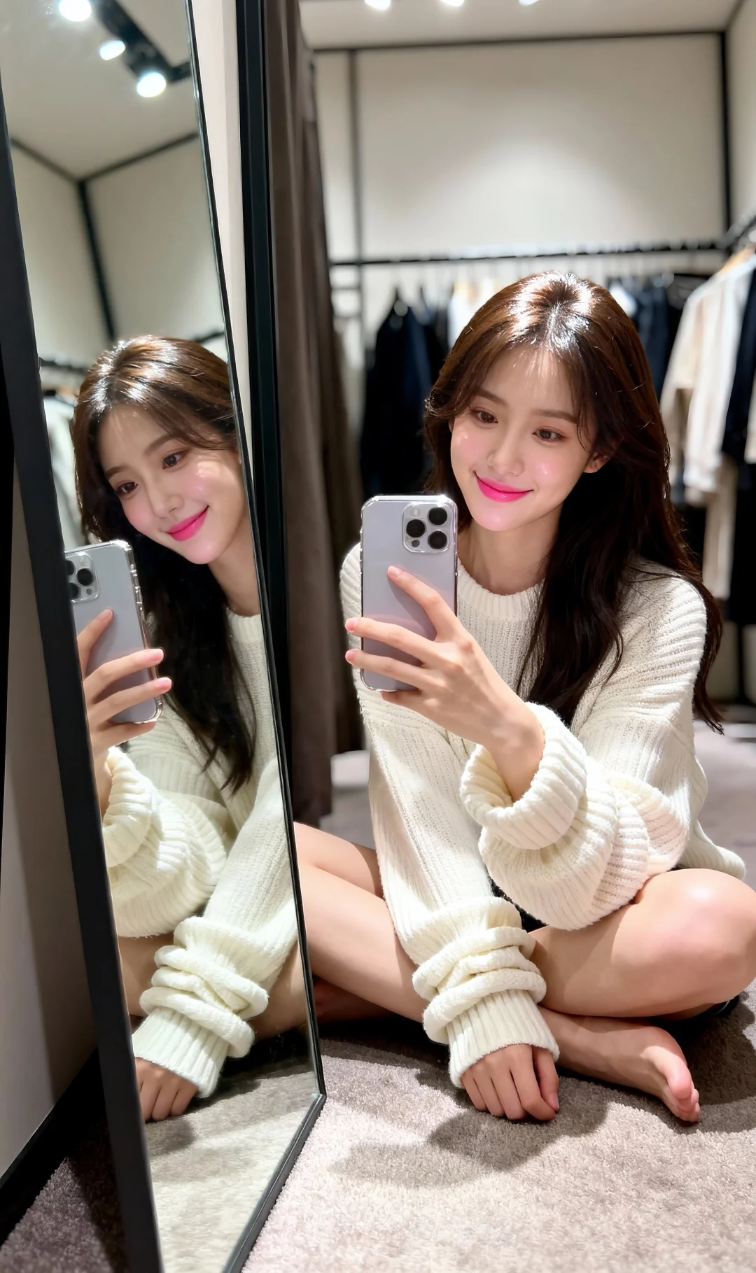 试衣间自拍封神！把秋日温柔感焊在身上
