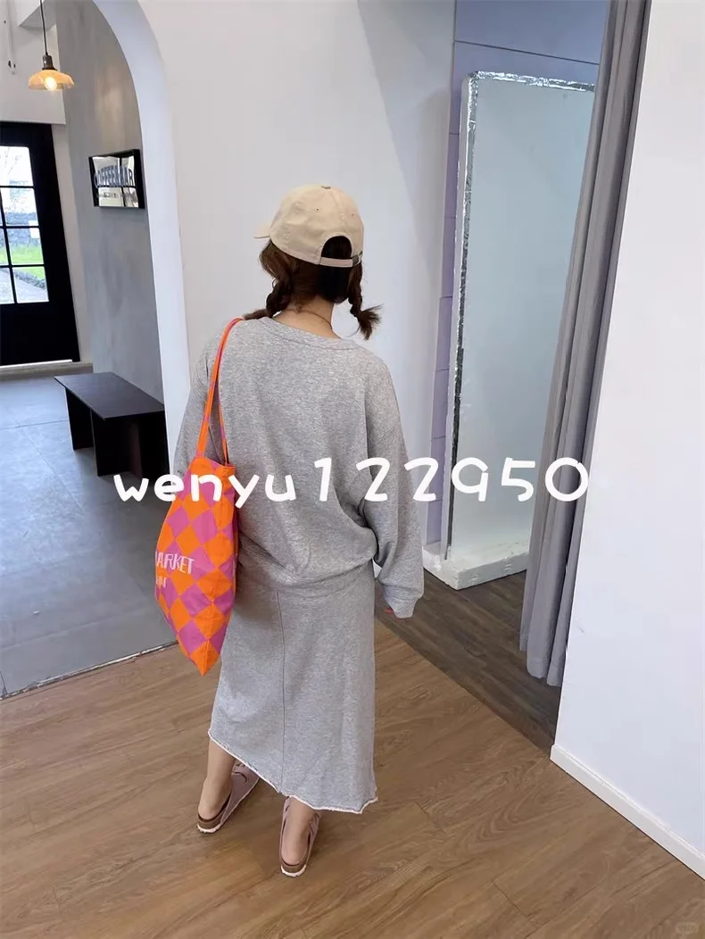 全新早秋韩系松紧腰高腰不对称设计休闲卫裙