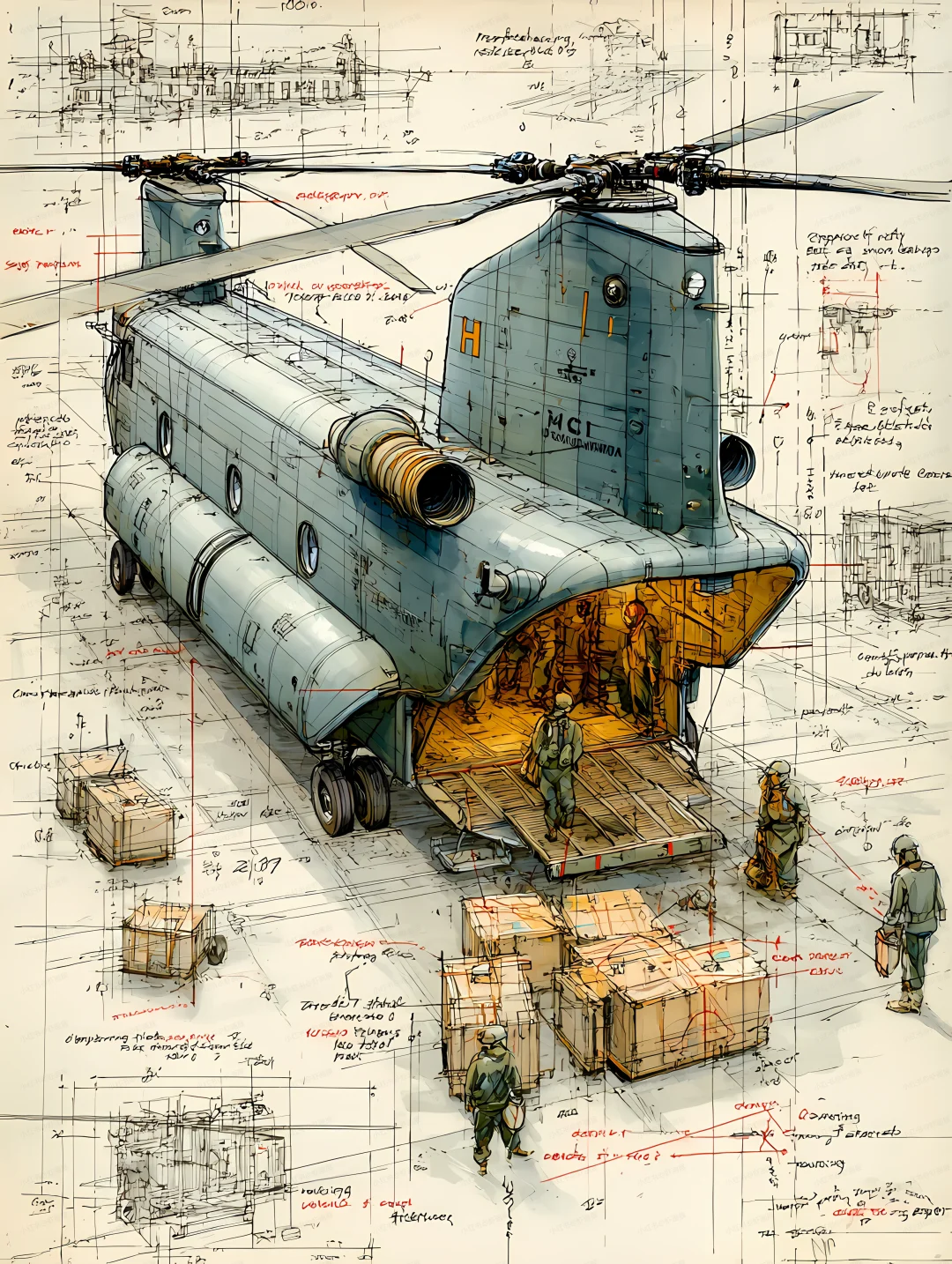 支奴干运输直升机|提示词分享