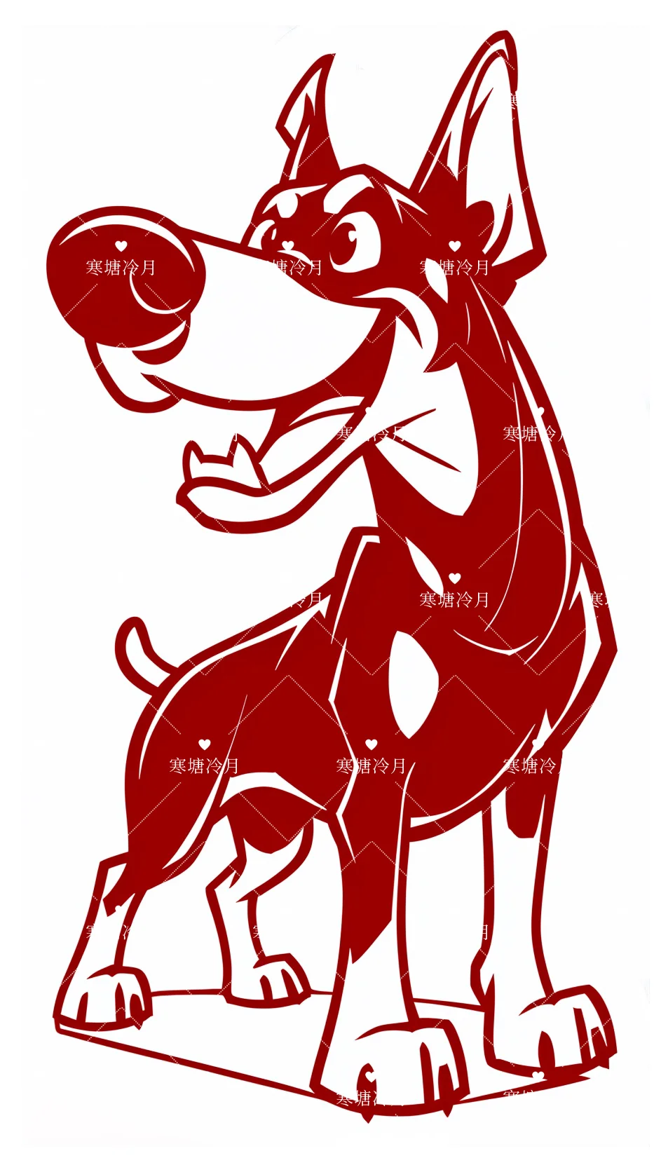 杜宾狗狗剪纸刻纸底稿分享