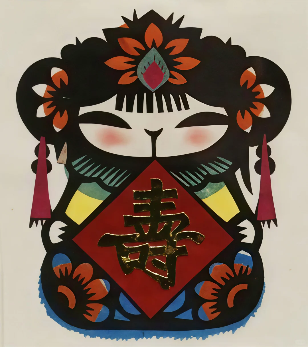 申沛农剪纸艺术赏析《福禄寿禧》