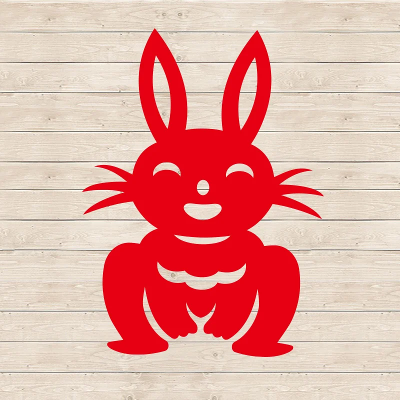 十二生肖剪纸-兔，入门简单对称剪带线稿图