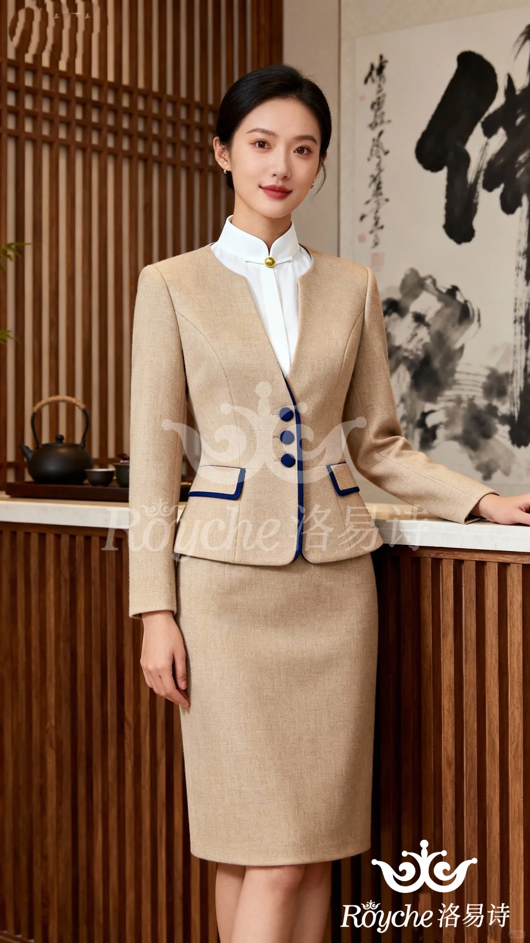 高端会所前台工装卷王！这套直接把格调拉满～